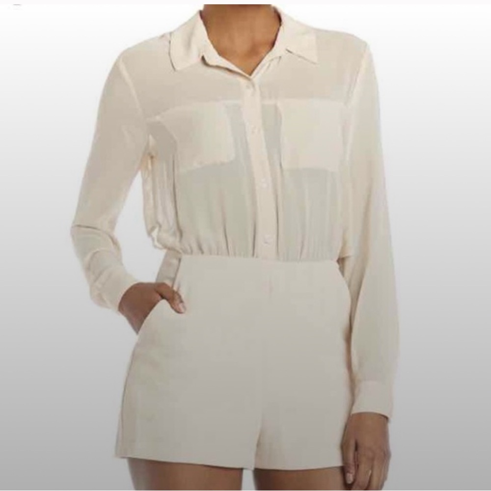 BCBGeneration Cream Long Sleeve Romper